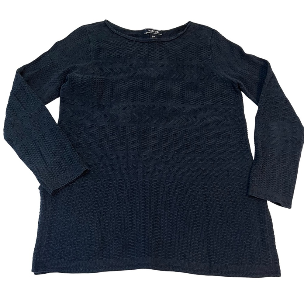 Lands' End Women's‎ Textured Navy Sweater Size Small S/P Cotton Blend